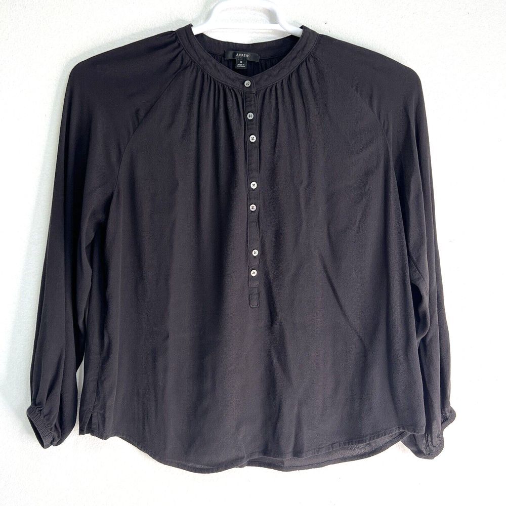 J Crew V-Neck Button Blouse 3/4 Sleeve Women Size Small Preppy Business Classic